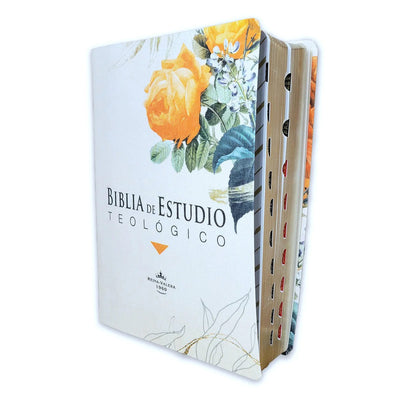 Biblia de Estudio RV1960 Teológico para Mujer , imitación piel tejida floral con índice
