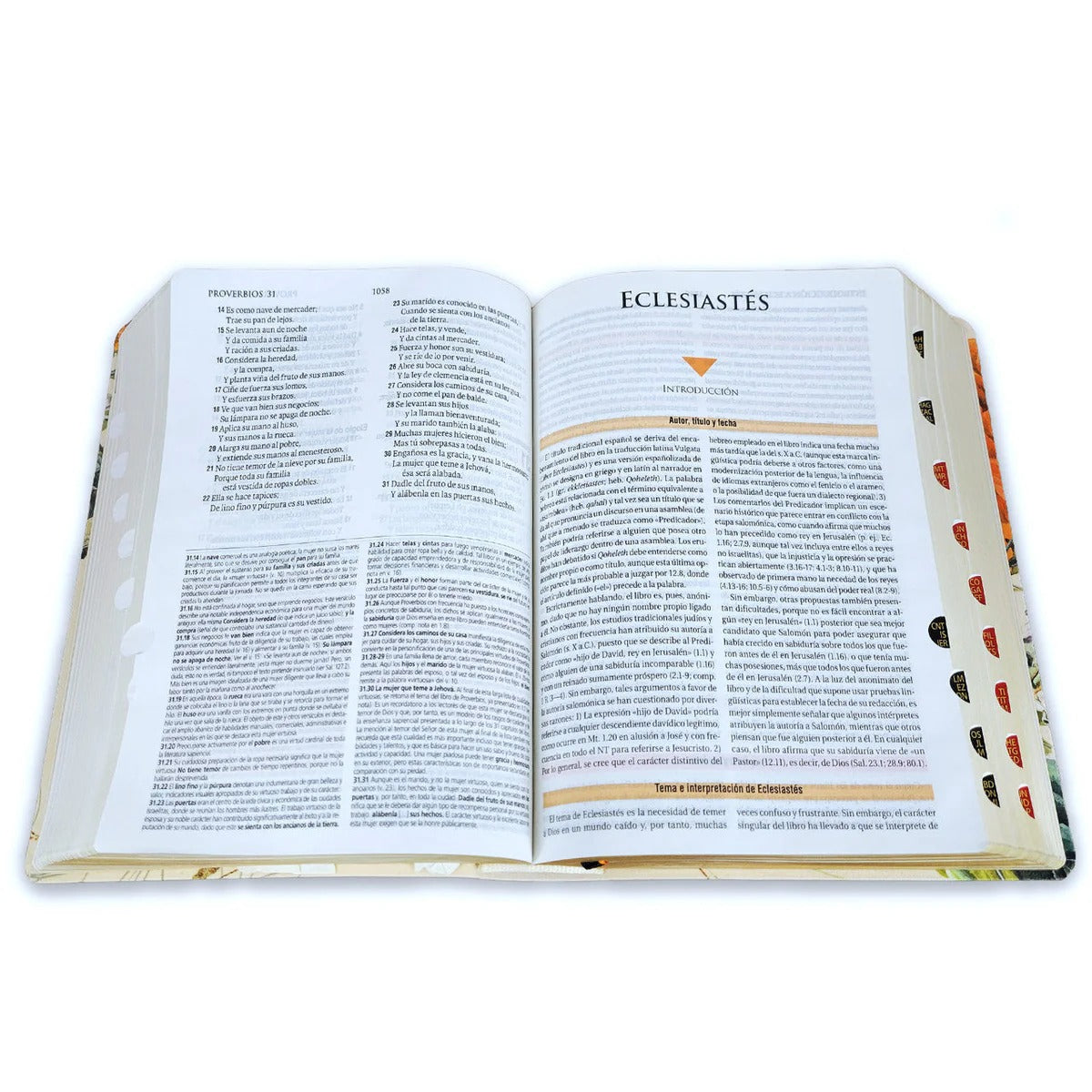 Biblia de Estudio RV1960 Teológico para Mujer , imitación piel tejida floral con índice
