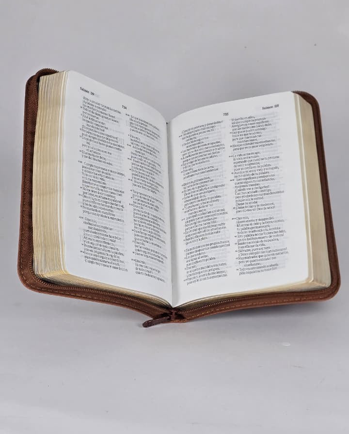 BIBLIA TLA.45ZLM IMITACIÓN PIEL CAFE CON CIERRE