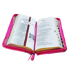 Biblia Reina Valera 1960 Letra pequeña Color Magenta Beige  Con Ayudas Digitales