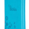 BIBLIA TLA.45ZLM IMITACIÓN PIEL AZUL AGUA MARINA CON CIERRE