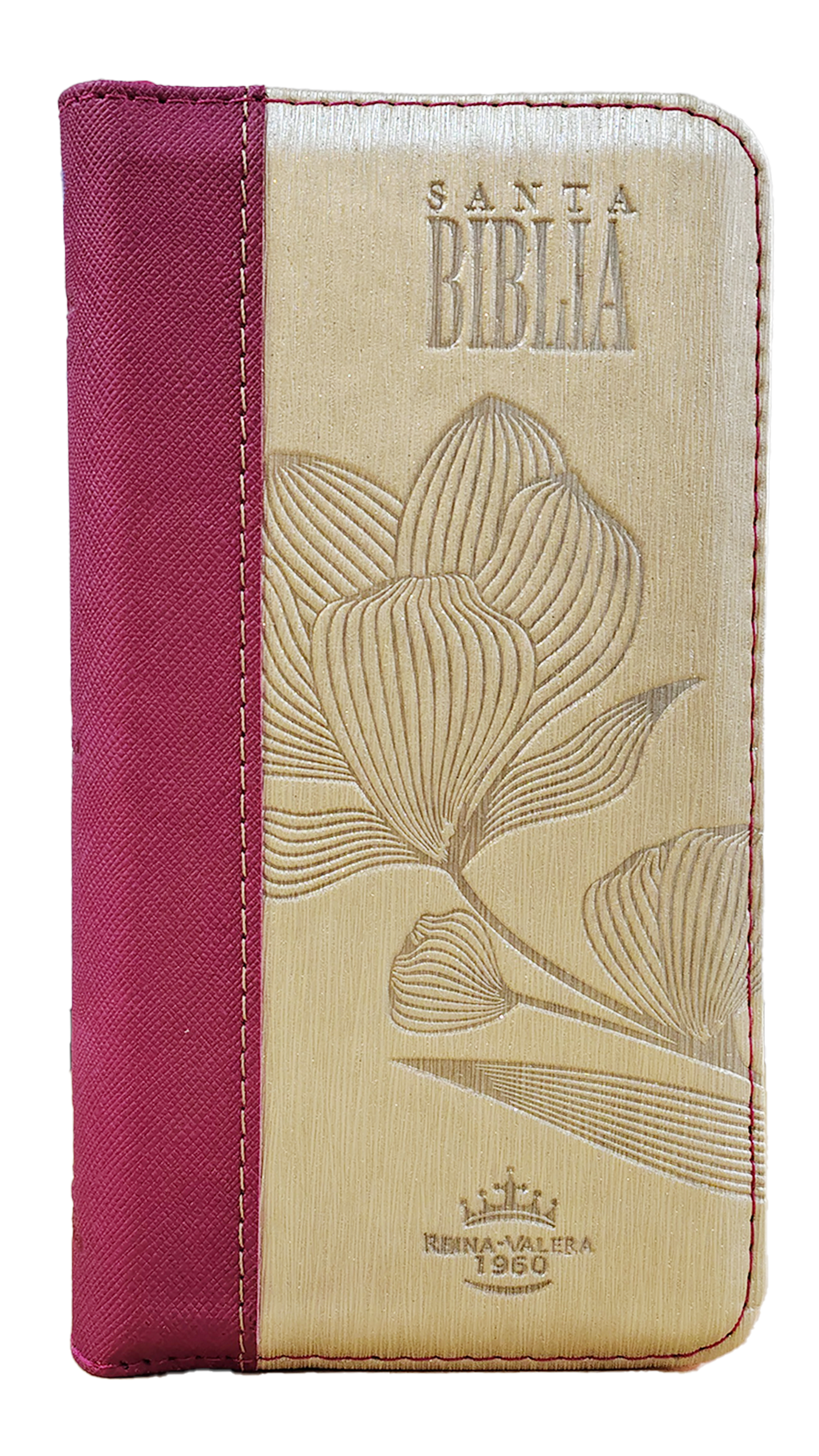 Biblia Reina Valera 1960 Letra pequeña Color Magenta Beige  Con Ayudas Digitales