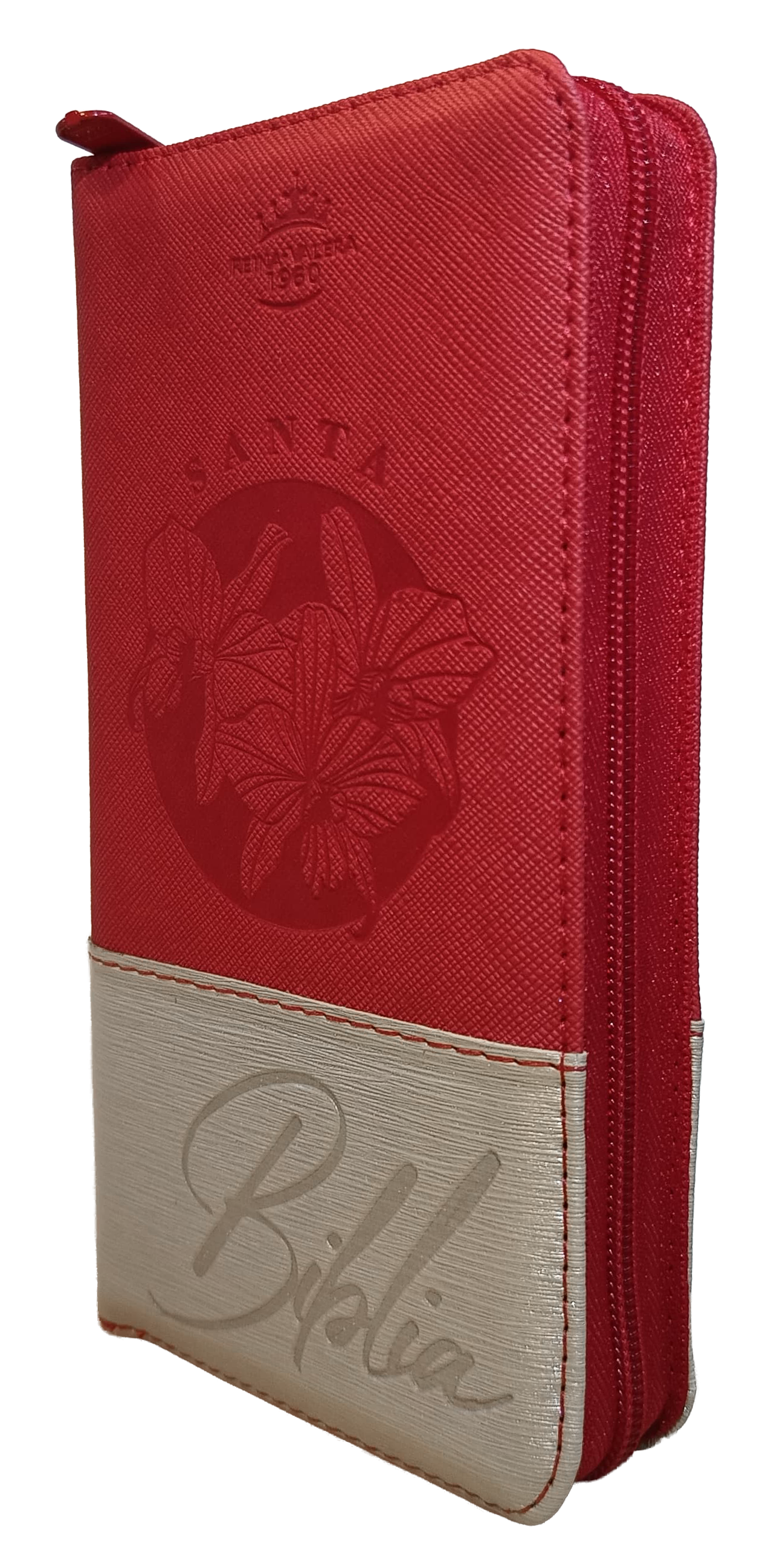 Biblia Reina Valera 1960 Letra pequeña Color Rojo Beige Canto Dorado