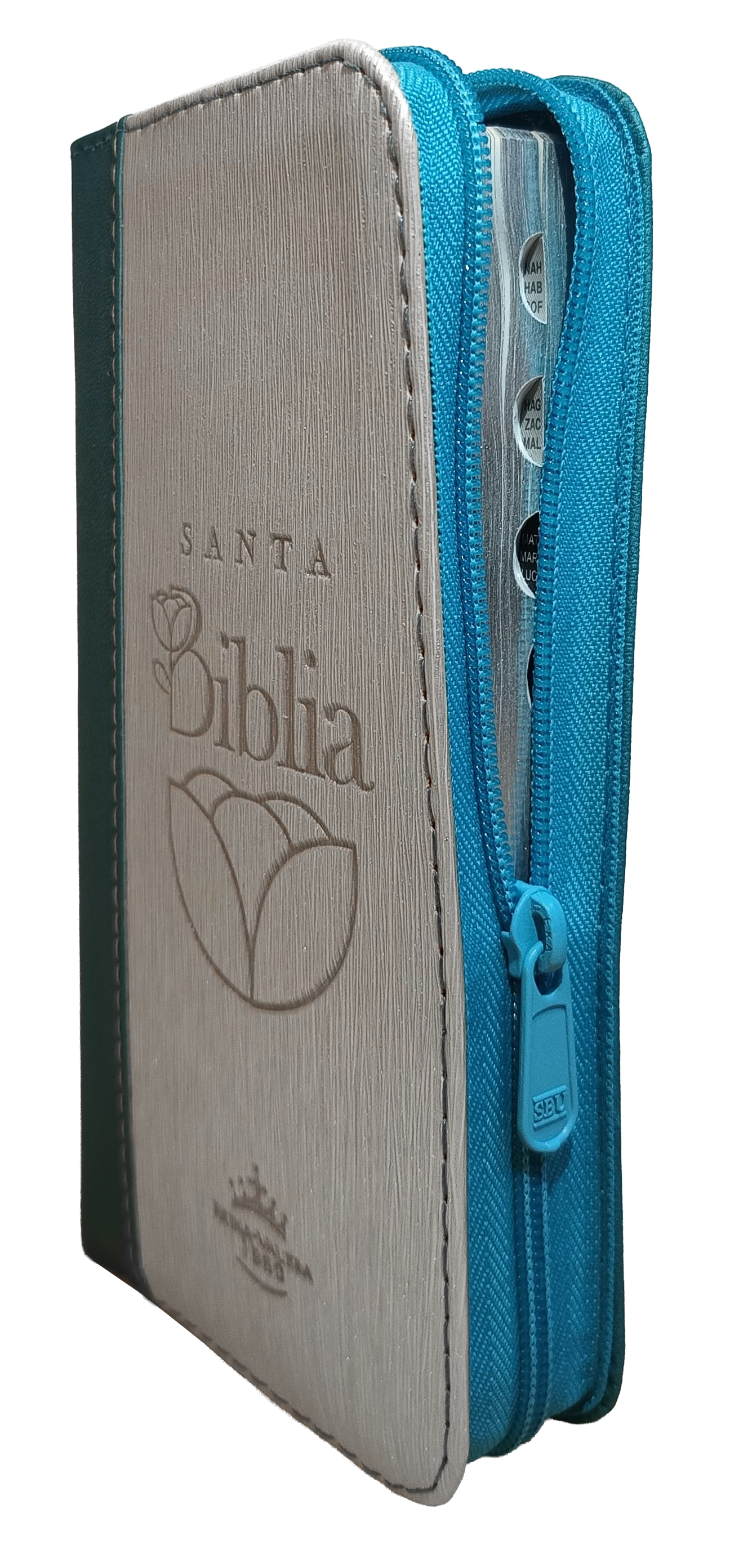 Biblia Reina Valera 1960 Letra pequeña Color Azul  Beige Canto Dorado