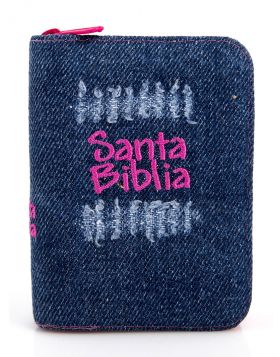 Biblia Mini Bolsillo Jean Desgaste Acolchada - Rosada